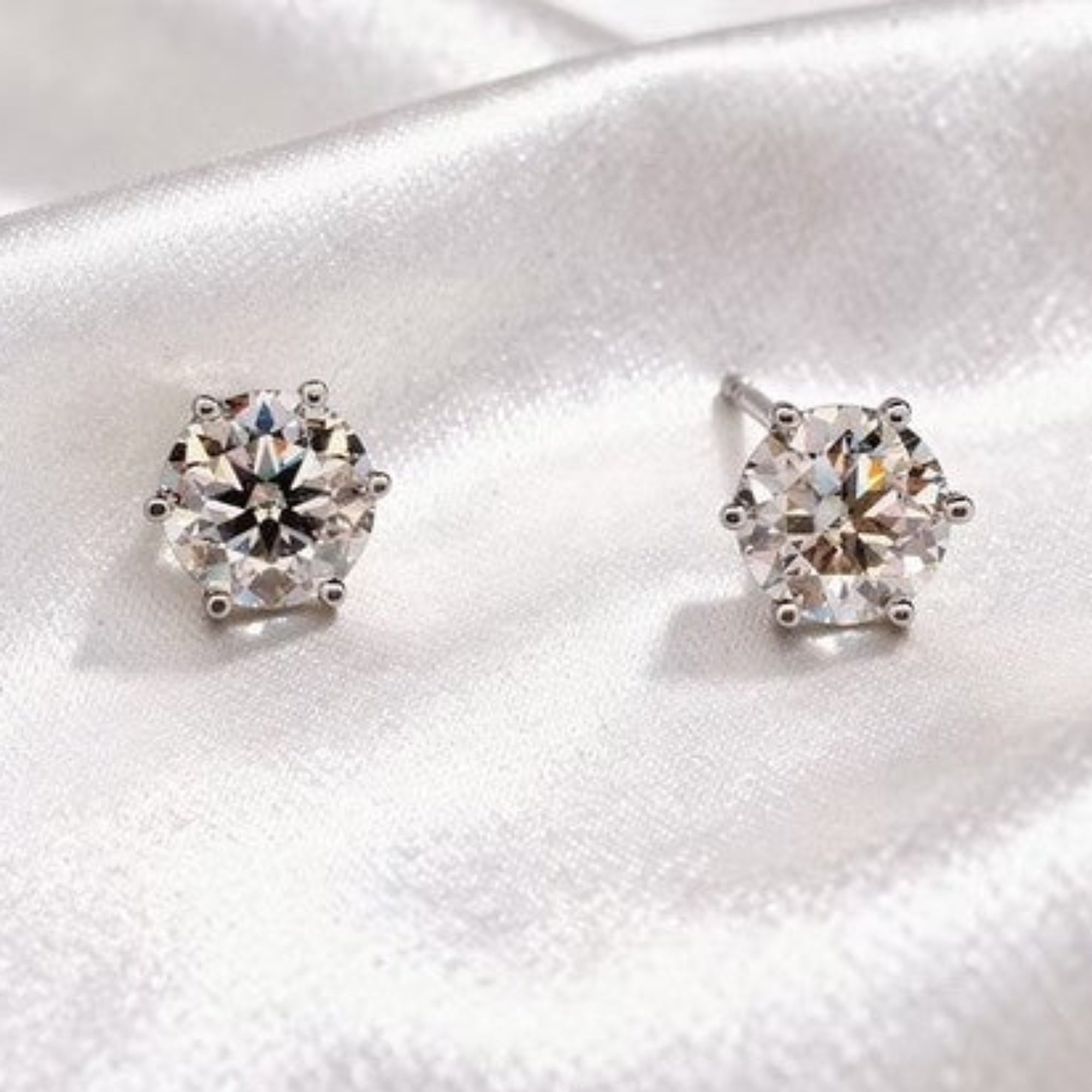 Crystal Ice Moissanite Diamond Earrings 1ctw- 6.5mm Round