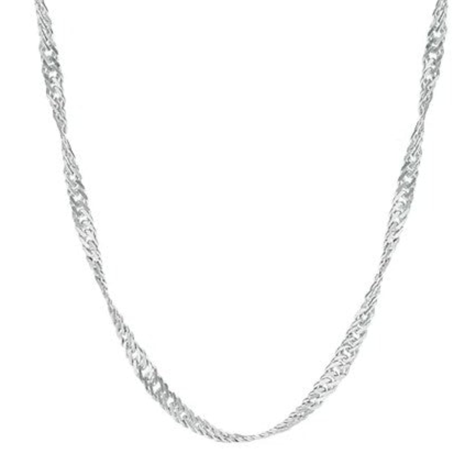 Singapore Twist .925 Sterling Silver Men's Chain On White Background
