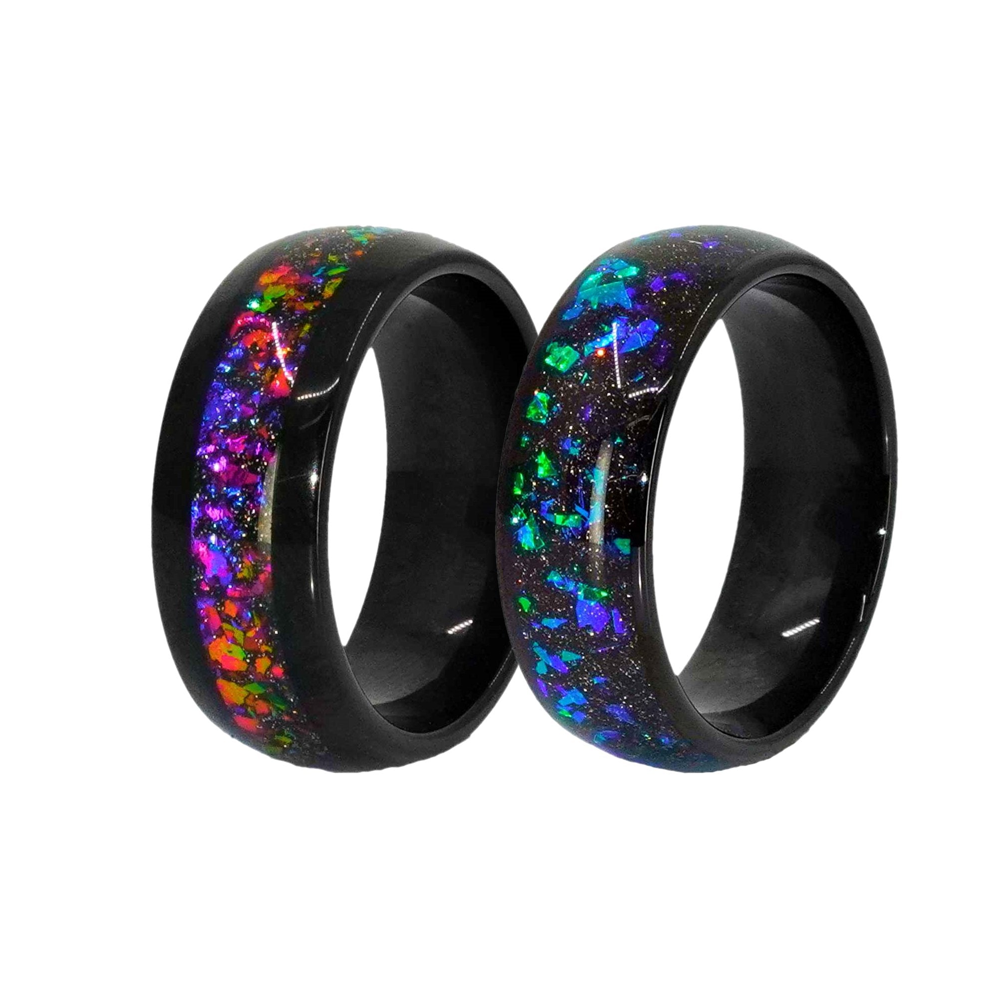 Cosmic Mirage Sparkle Ceramic Ring on White Background
