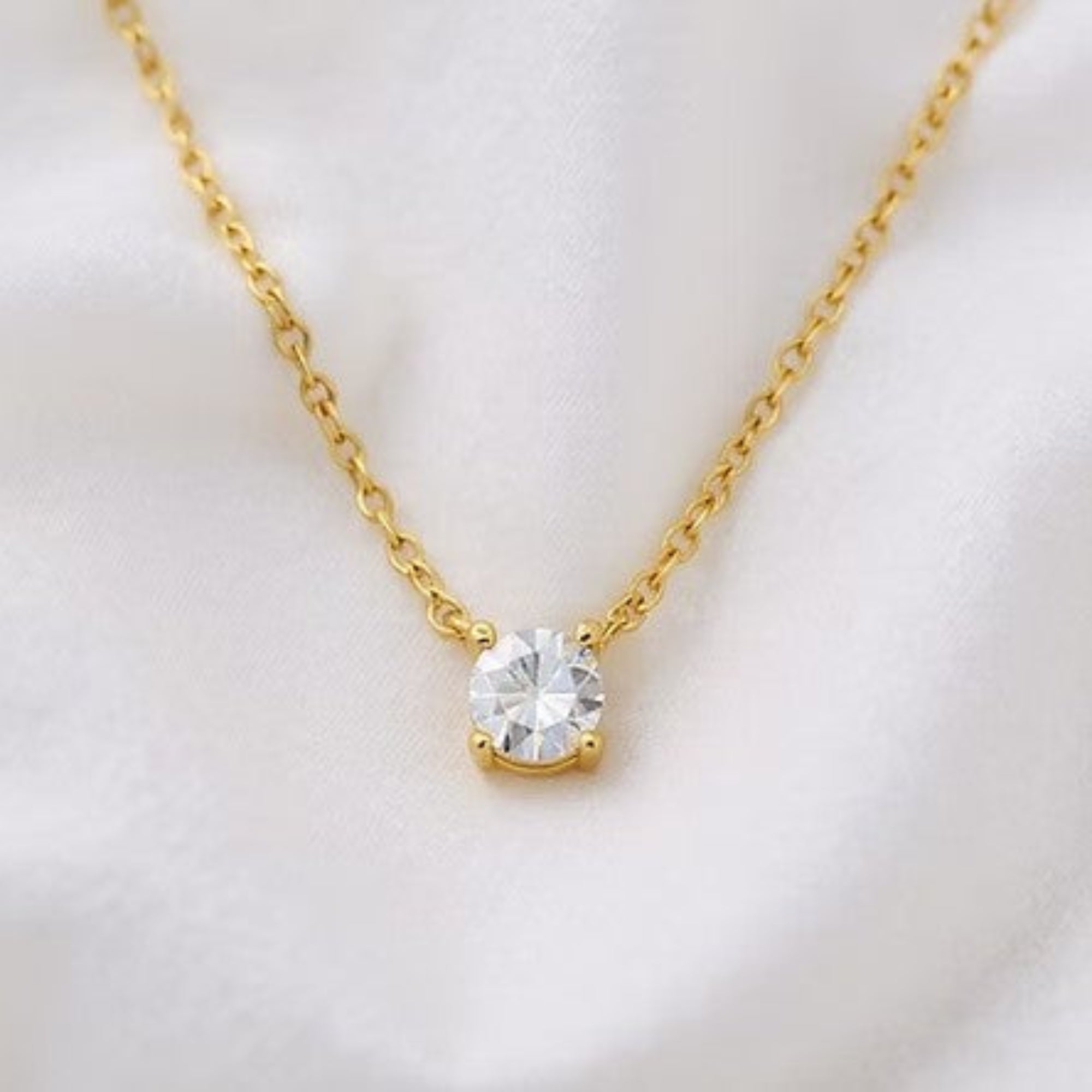 Moissanite Diamond 1ct. Pendant .960 Silverwith Silk White Background