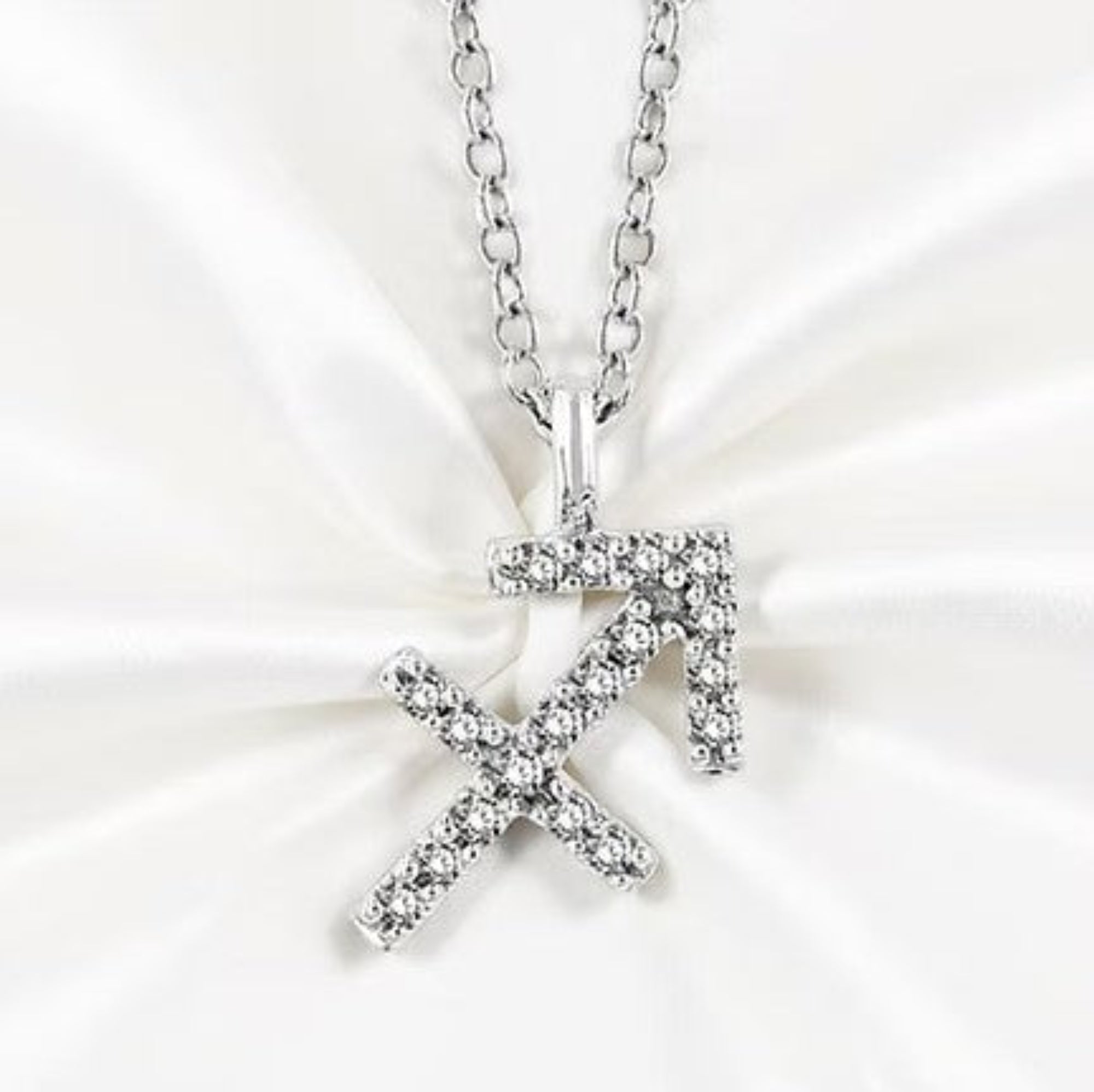 Zodiac Necklace on White Silk Background