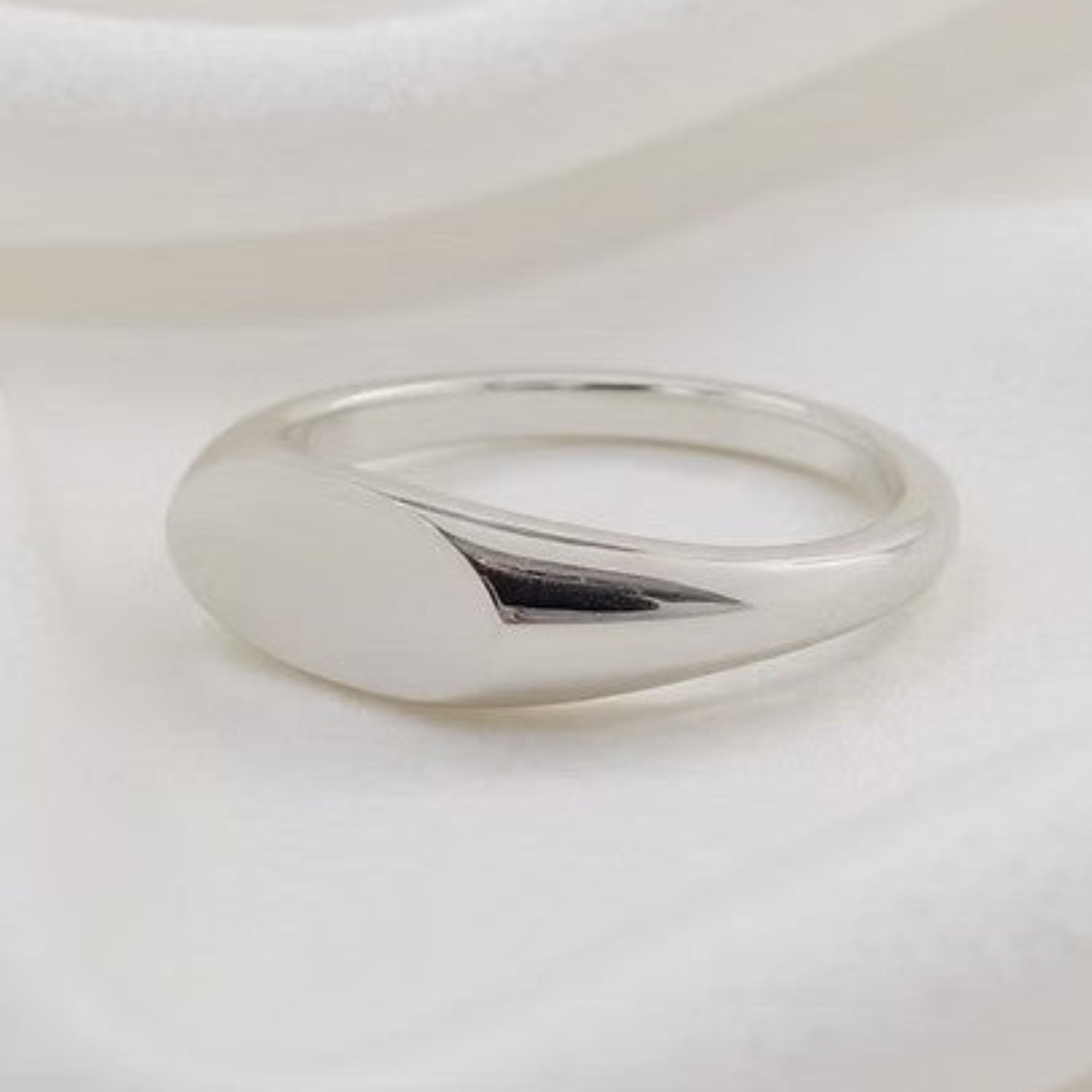 Solid .960 Argentium Silver Luna Signet Ring